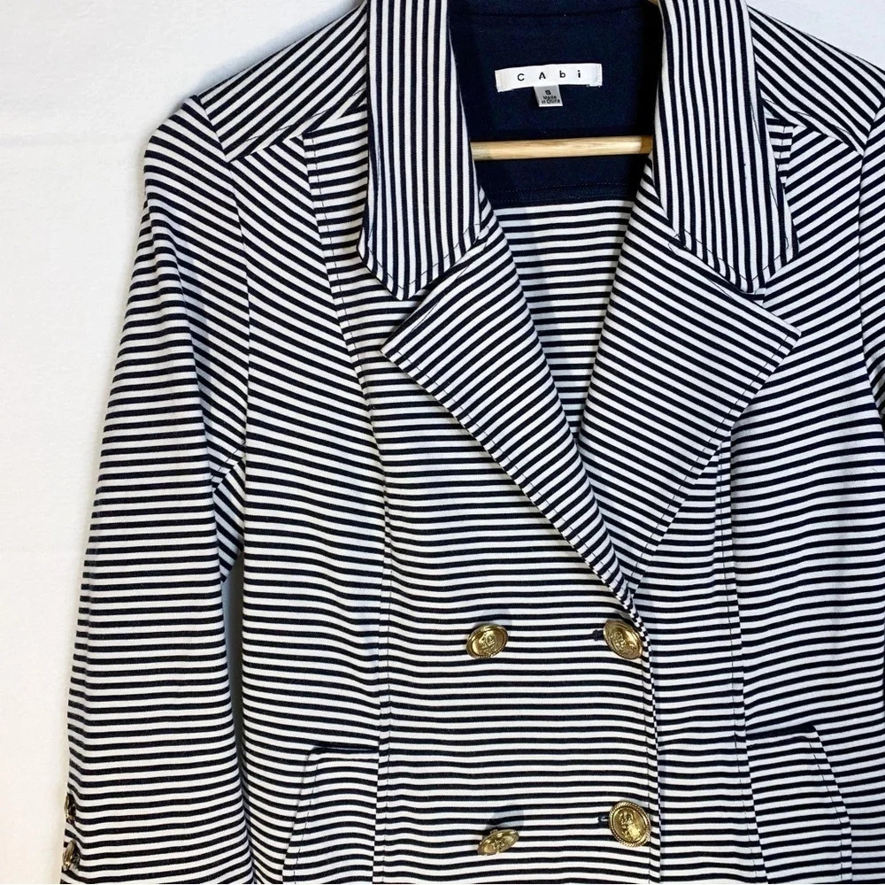 Cabi Nautical Striped Stretch Jersey Jacket - Picture 3 of 7